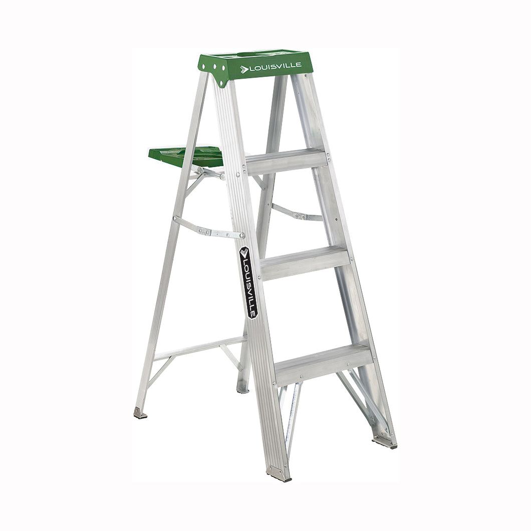 Louisville AS4004 Step Ladder, 4 ft H, Type II Duty Rating, Aluminum, 225 lb