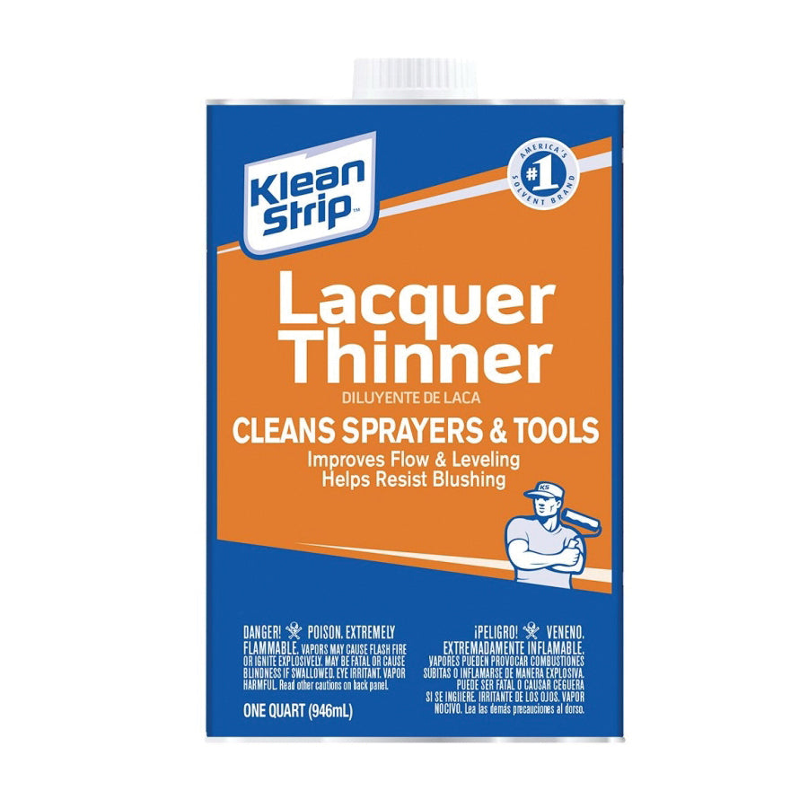 Klean Strip QML170 Lacquer Thinner, Liquid, Free, Clear, Water White, 1 qt, Can