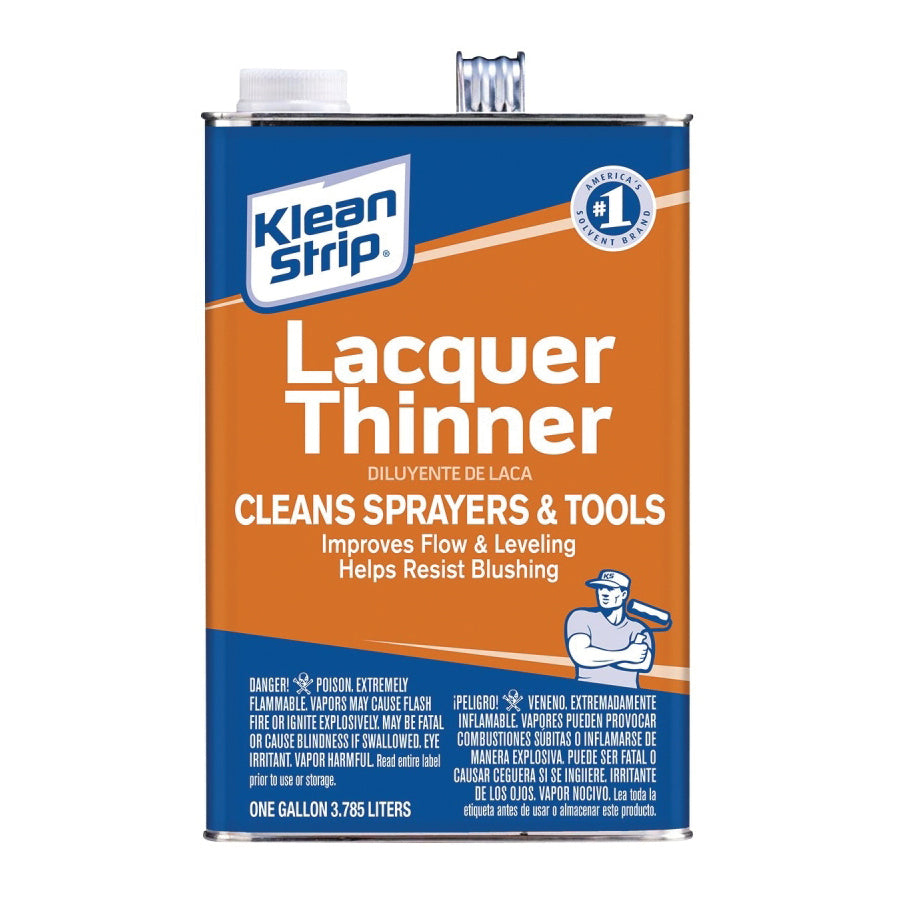 Klean Strip GML170 Lacquer Thinner, Liquid, Free, Clear, Water White, 1 gal, Can