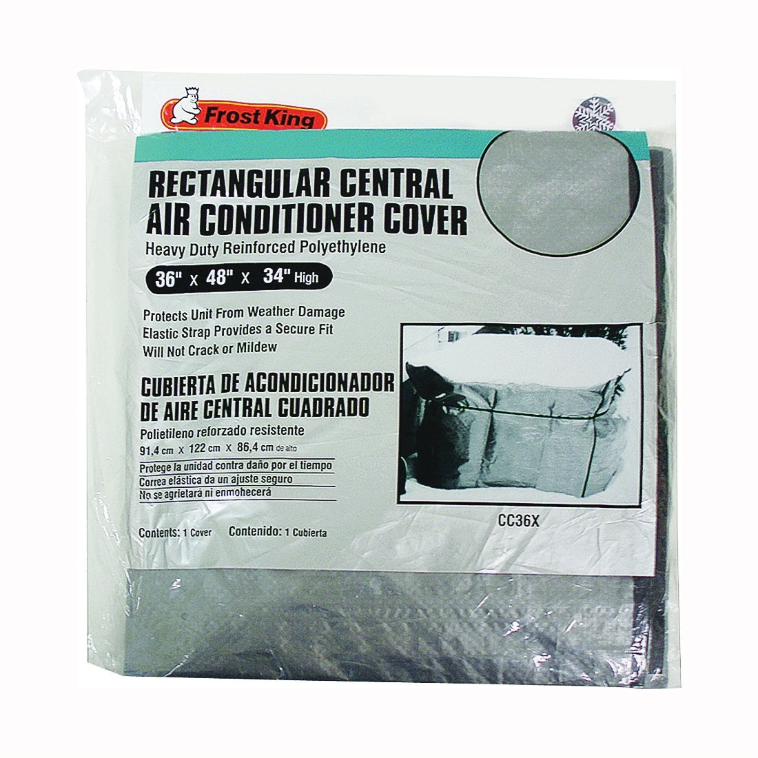 Frost King CC36XH Air Conditioner Cover, 48 in L, 36 in W, Polyethylene, Gray