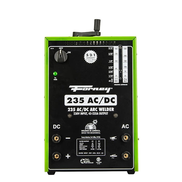 Forney 314 Arc Welder, 230 V Input, 235 A, 1-Phase, 24 ga to 1/2 in Thick, 50 % Duty Cycle