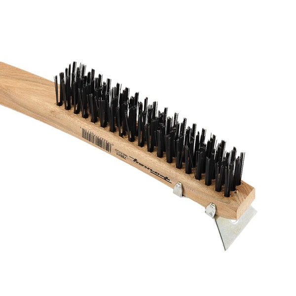 Forney 70511 Scratch Brush with Scraper, 0.014 in L Trim, Carbon Steel Bristle