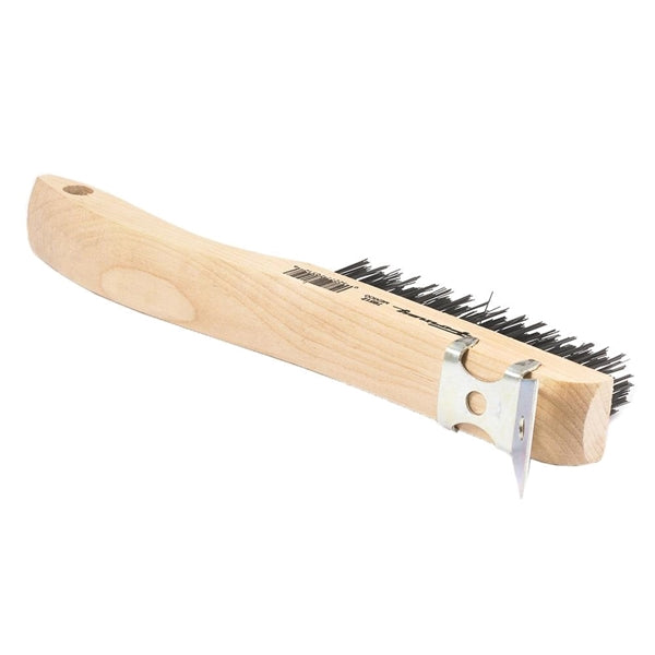 Forney 70512 Scratch Brush with Scraper, 0.014 in L Trim, Carbon Steel Bristle