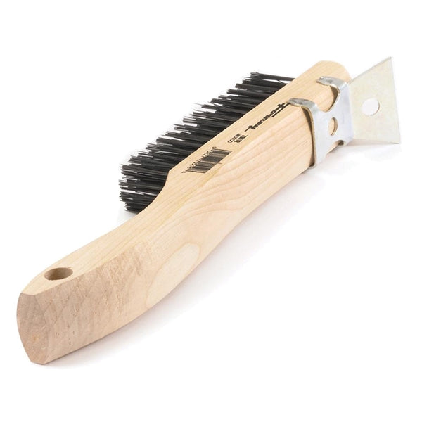 Forney 70512 Scratch Brush with Scraper, 0.014 in L Trim, Carbon Steel Bristle