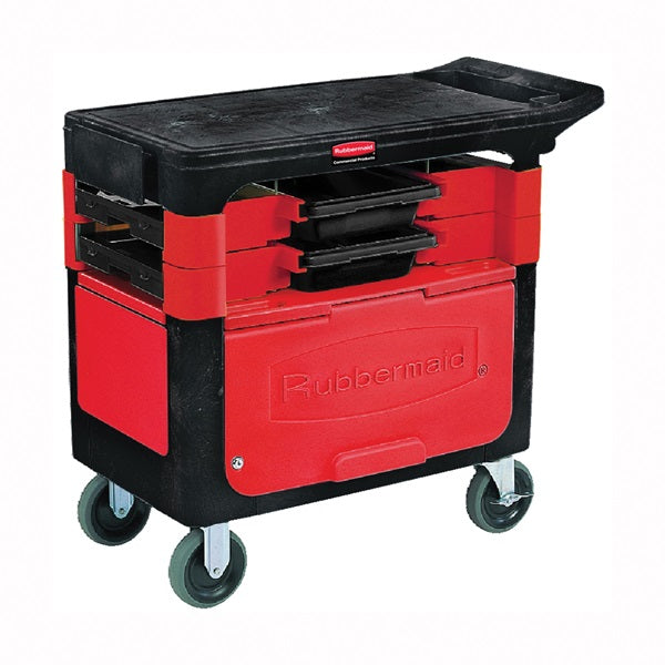 Rubbermaid FG618088BLA Trades Cart with Locking Cabinet, 330 lb, 19.2 in OAW, 33.4 in OAH, 38 in OAD, Foam, Black
