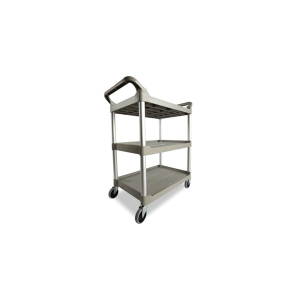 Rubbermaid FG342488PLAT Service Cart, 18.6 in OAW, 37.8 in OAH, 33.6 in OAL, Plastic Shelf, Platinum Shelf