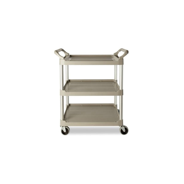 Rubbermaid FG342488PLAT Service Cart, 18.6 in OAW, 37.8 in OAH, 33.6 in OAL, Plastic Shelf, Platinum Shelf