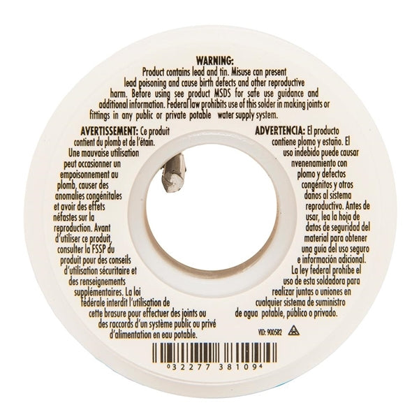 Forney 38109 Solder, 4 oz, Solid, Silver/White, 421 deg F Melting Point