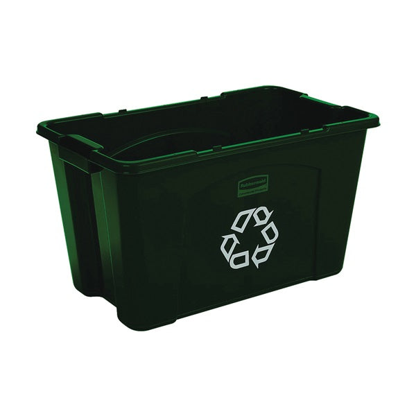 Rubbermaid FG571873GRN Recycling Box, 18 gal Capacity, Resin, Green, 25-3/4 in L x 16 in W x 14-3/4 in D Dimensions