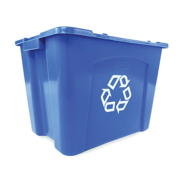 Rubbermaid FG571473BLUE Recycling Box, 14 gal Capacity, Resin, Blue, 20-3/4 in L x 16 in W x 14-3/4 in D Dimensions