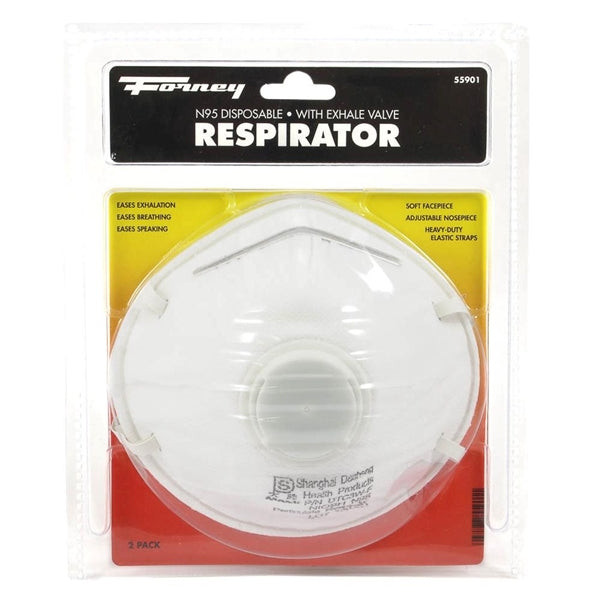 Forney 55901 Disposable Respirator with Exhale Valve, N95 Filter Class