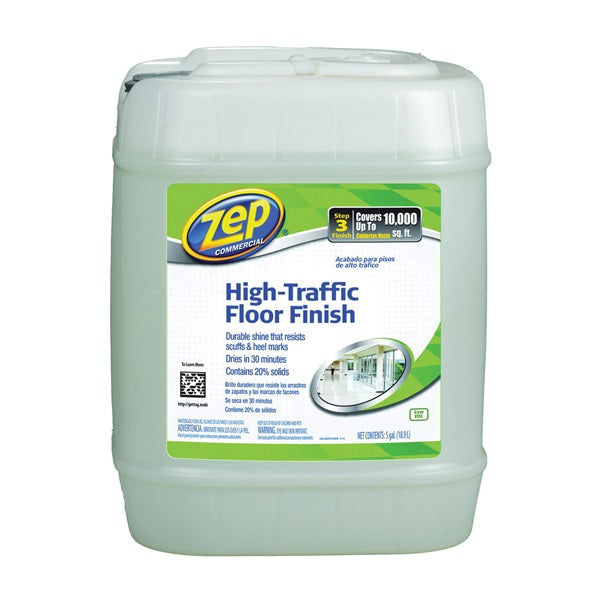 Zep ZUHTFF5G Floor Polish, 5 gal Can, Liquid, Mild Ammonia, Milk/Translucent White