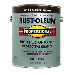 Professional 7775402 Enamel Paint, Gloss, Leather Brown, 1 gal, Can, Oil Base, Application: Brush, Roller, Spray