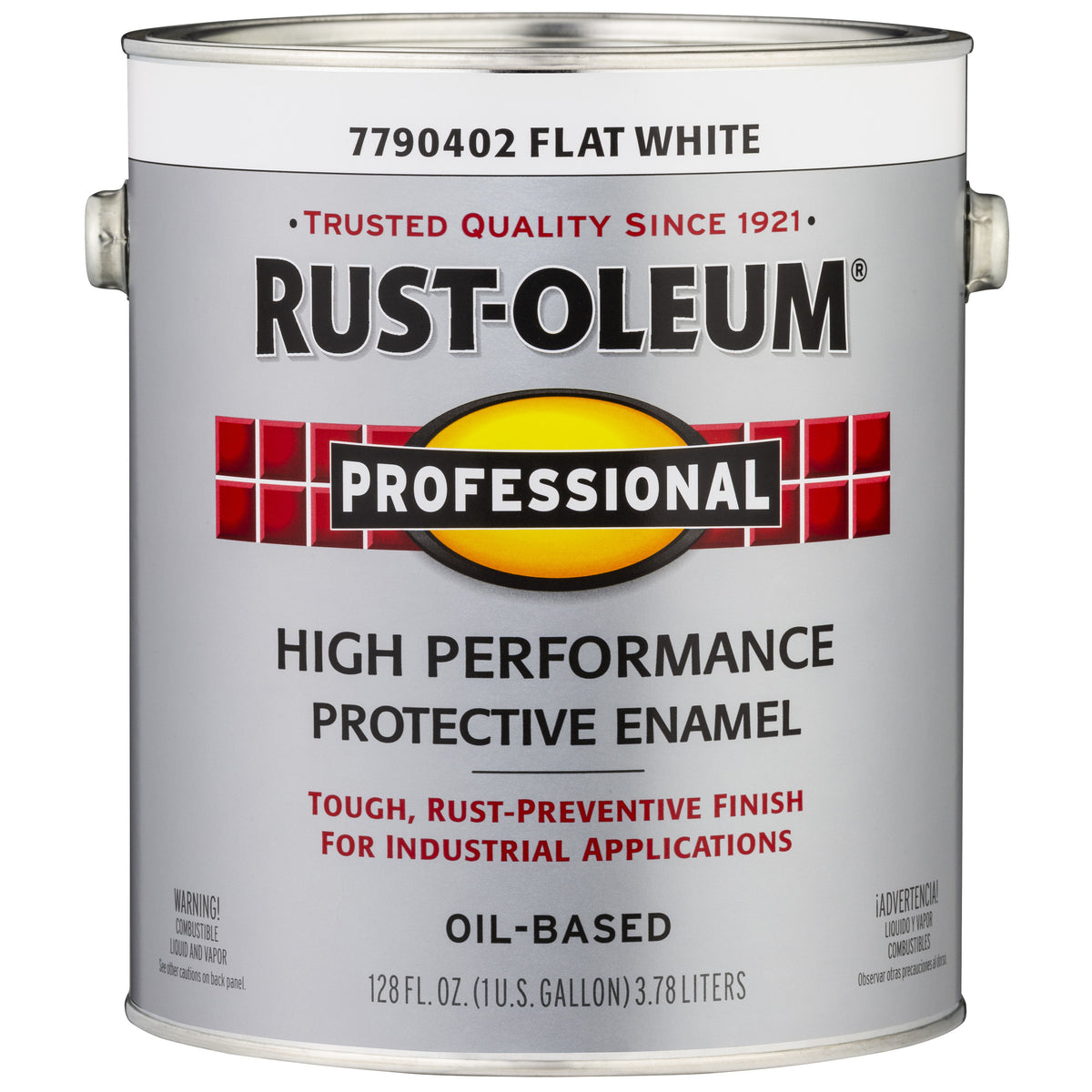 Professional 7790402 Enamel Paint, Flat, White, 1 gal, Can, Oil Base, Application: Brush, Roller, Spray