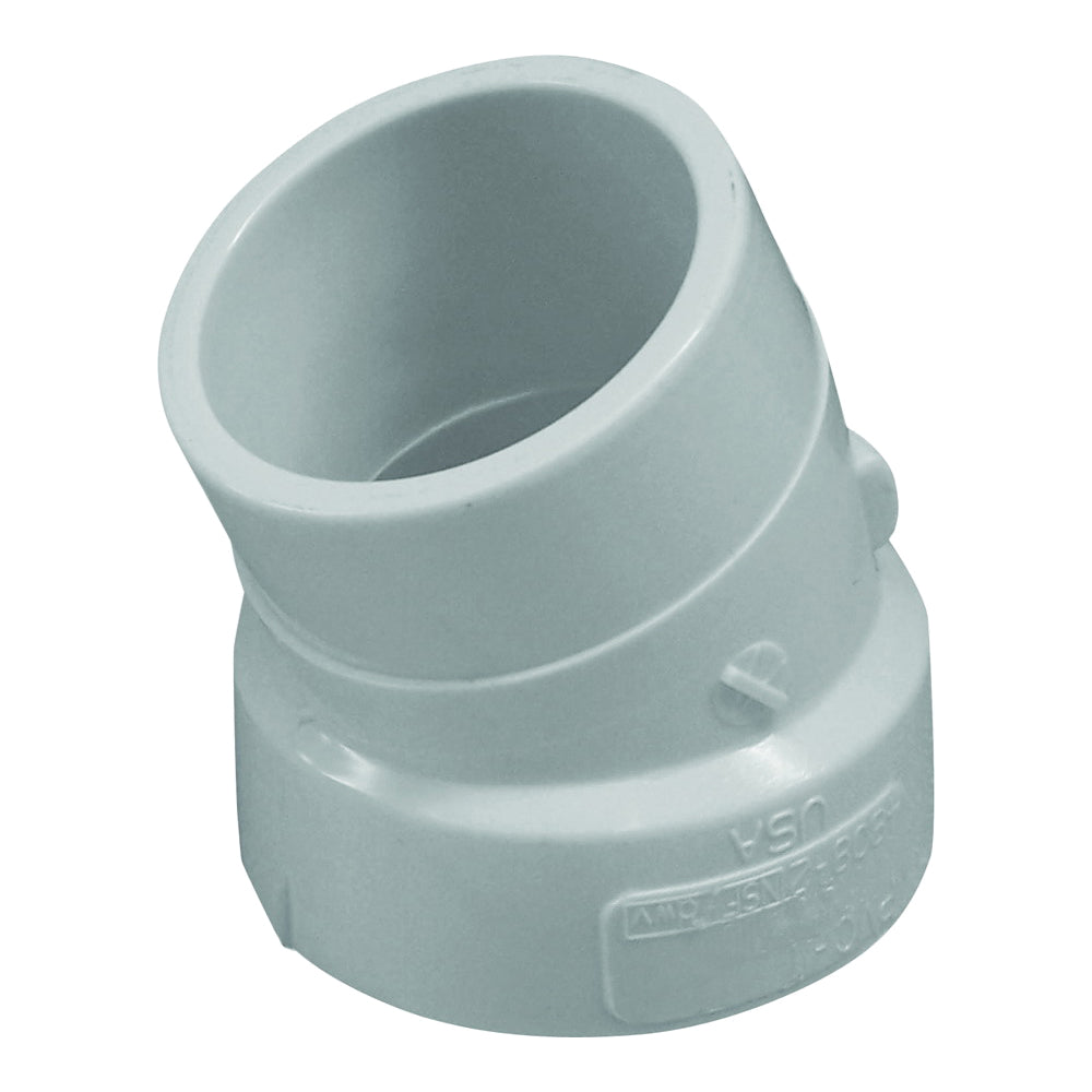 GENOVA 700 Series 75840 Street Pipe Elbow, 4 in, Hub x Spigot, 22.5 deg Angle, PVC, SCH 40 Schedule