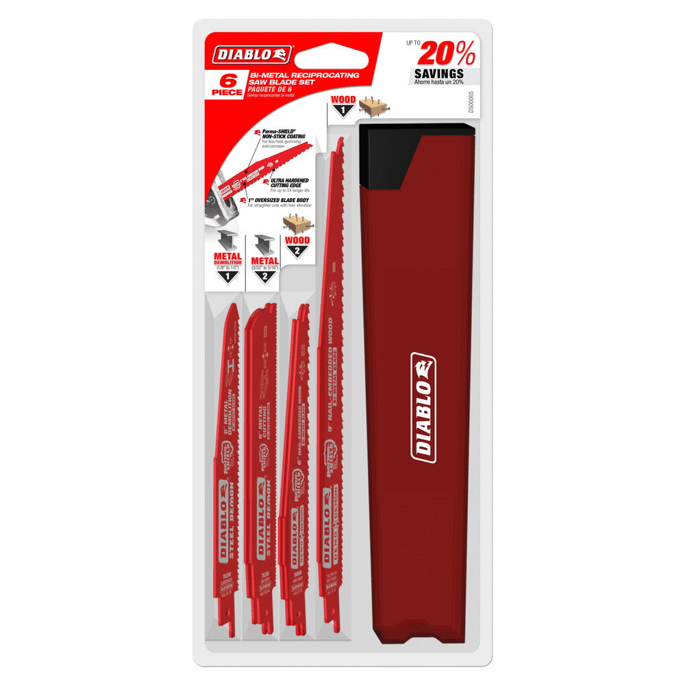 Diablo DS006S Reciprocating Saw Blade Set, 6-Piece, Steel, Perma-Shield