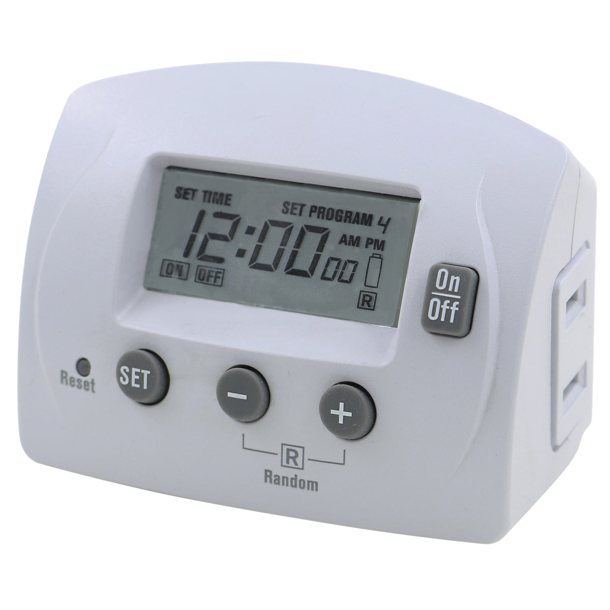 PowerZone TNID7111 Timer, 8 A, 125 V, 1000 W, 2 -Outlet, 24 hrs Time Setting, 4 On/Off Cycles Per Day Cycle