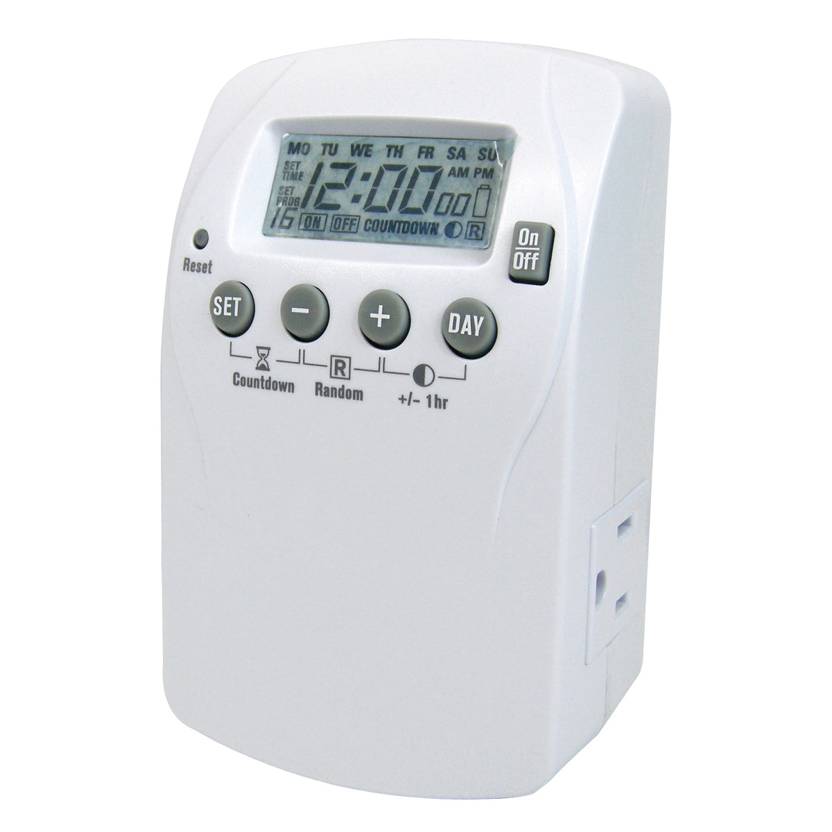 PowerZone TNDHD002 Timer, 15 A, 125 V, 1875 W, 2 -Outlet, 7 days Time Setting, 16 On/Off Cycles Per Day Cycle