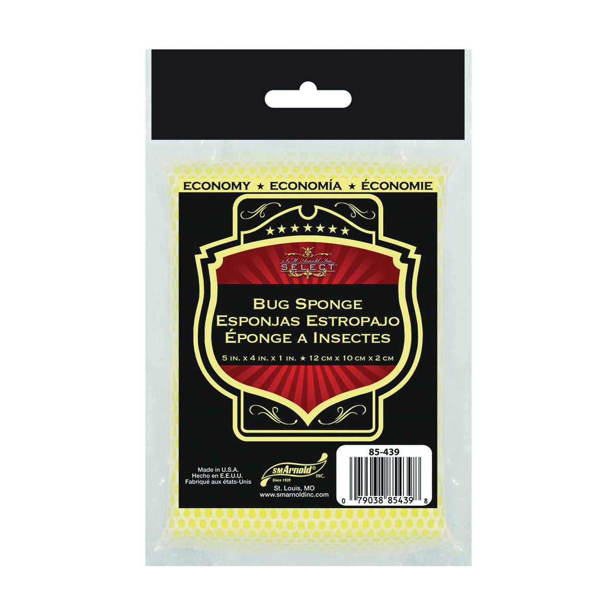 SM ARNOLD 85-439 Bug Remover Sponge, 5 in L, 4 in W, 1 in Thick, Polyester