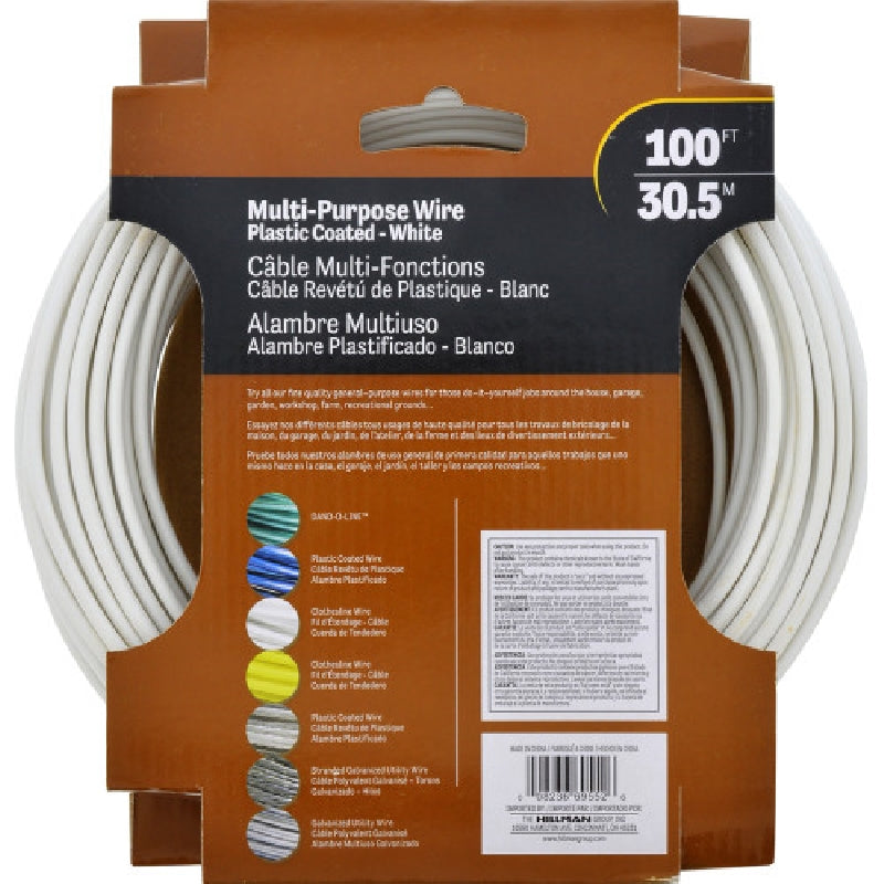 HILLMAN 122066 Fiber Core Wire, 100 ft L, Plastic, 50 lb, #5 Gauge