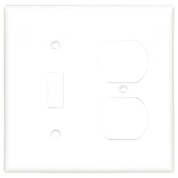 Eaton Cooper Wiring 2138W-BOX Combination Wallplate, 4-1/2 in L, 4.56 in W, 2 -Gang, Thermoset, White, High-Gloss
