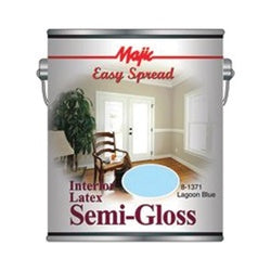 Majic Paints 8-1371-1 Interior Paint, Semi-Gloss, Lagoon Blue, 1 gal, Can, Latex Base, Resists: Water