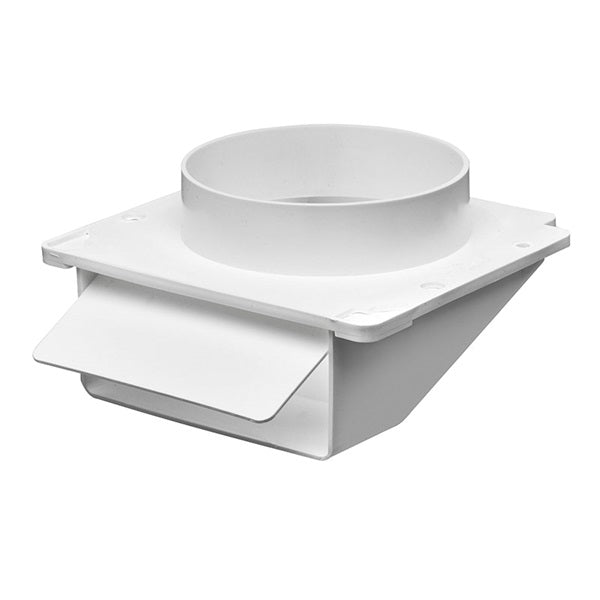 Lambro 143W Under Eave Vent, 5-3/4 in W Hood, 2-1/4 in H Hood, 4 in Duct, Plastic Hood