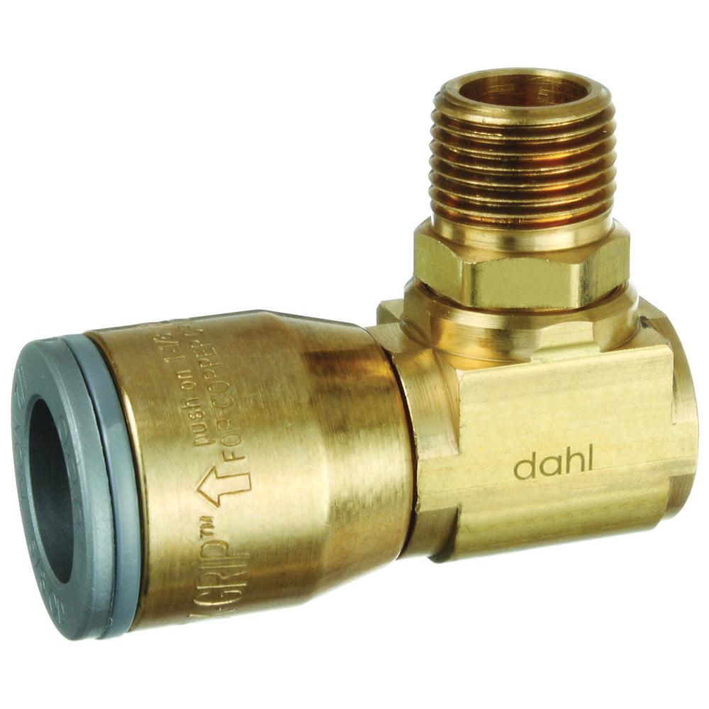 DAHL 620-QG3-62 Mini Ball Pipe Elbow, 1/2 x 3/8 in, MIP, Brass, 250 psi Pressure