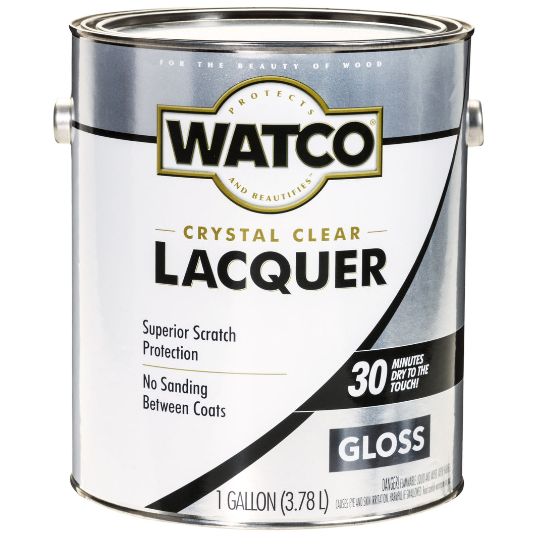WATCO 63031 Lacquer Clear Wood Finish, Gloss, Liquid, Clear, 1 gal, Can