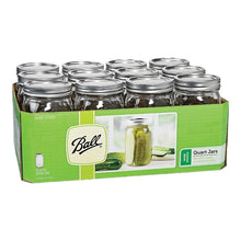 Load image into Gallery viewer, Ball 1440067000 Mason Jar, Quart Capacity, Wide Mouth, Glass 12PK
