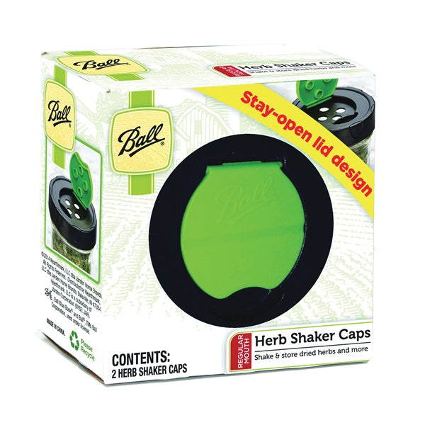 Ball 1440010747 Herb Shaker Canning Lid, Plastic, Black/Green Cap/Lid