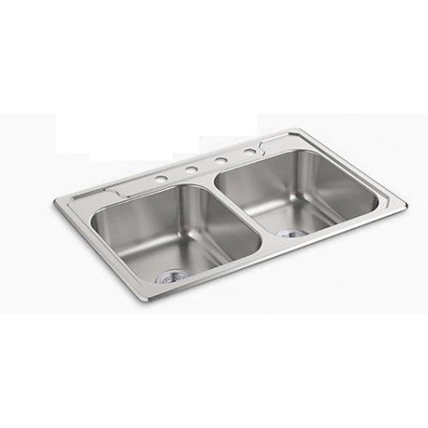 Sterling Middleton 14707-4-NA Kitchen Sink, 4-Faucet Hole, 22 in OAW, 7 in OAD, 33 in OAH, Stainless Steel