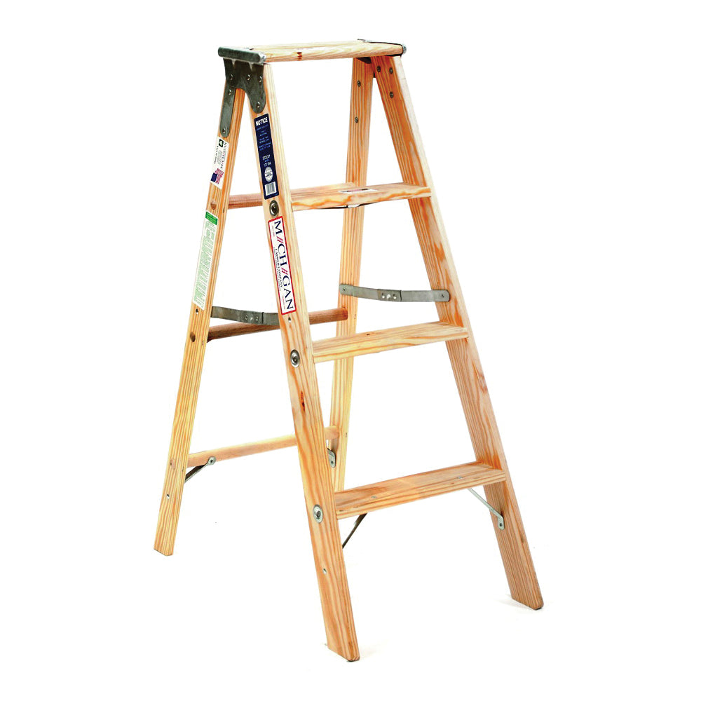 MICHIGAN LADDER 1311-04 Step Ladder, 4 ft H, Type I Duty Rating, Wood, 250 lb