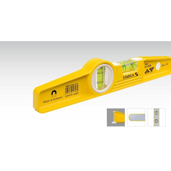 Stabila 25100 Torpedo Level, 10 in L, 2-Vial, Magnetic, Aluminum
