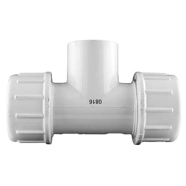 AMERICAN VALVE P230 1/2 Pipe Tee, 1/2 in, Compression x Compression x Female NPT, PVC, SCH 40 Schedule, 150 psi Pressure