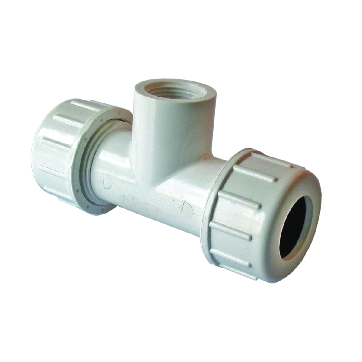AMERICAN VALVE P230 1/2 Pipe Tee, 1/2 in, Compression x Compression x Female NPT, PVC, SCH 40 Schedule, 150 psi Pressure