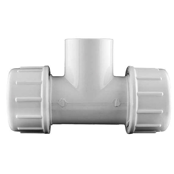 AMERICAN VALVE P230 1/2 Pipe Tee, 1/2 in, Compression x Compression x Female NPT, PVC, SCH 40 Schedule, 150 psi Pressure