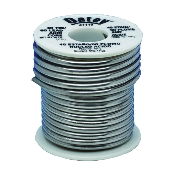 Oatey 21115 Acid Core Wire Solder, 1 lb, Solid, Silver, 360 to 460 deg F Melting Point