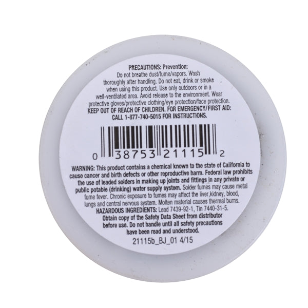 Oatey 21115 Acid Core Wire Solder, 1 lb, Solid, Silver, 360 to 460 deg F Melting Point