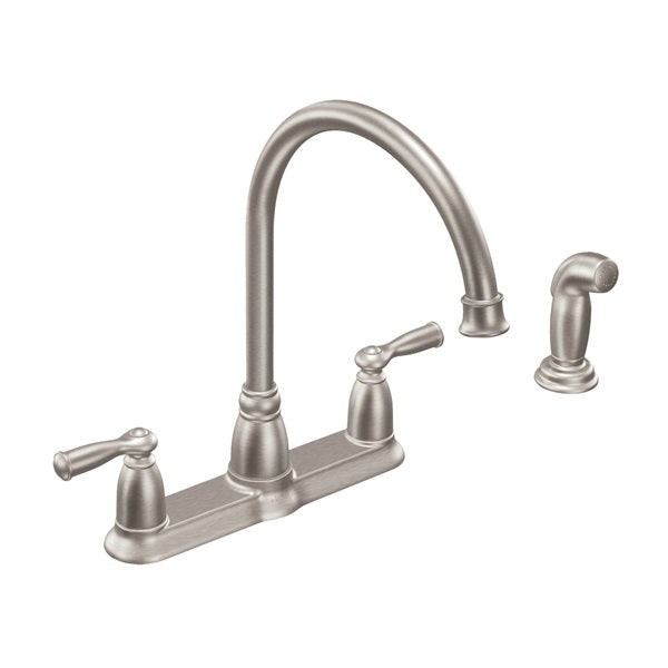 Moen Banbury Series CA87000SRS Kitchen Faucet, 1.5 gpm, 2-Faucet Handle, Stainless Steel, Stainless Steel, Lever Handle