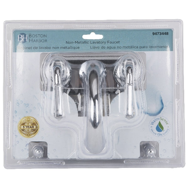 Boston Harbor PF4233 Lavatory Faucet, 1.5 gpm, 2-Faucet Handle, ABS, Chrome Plated, Lever Handle