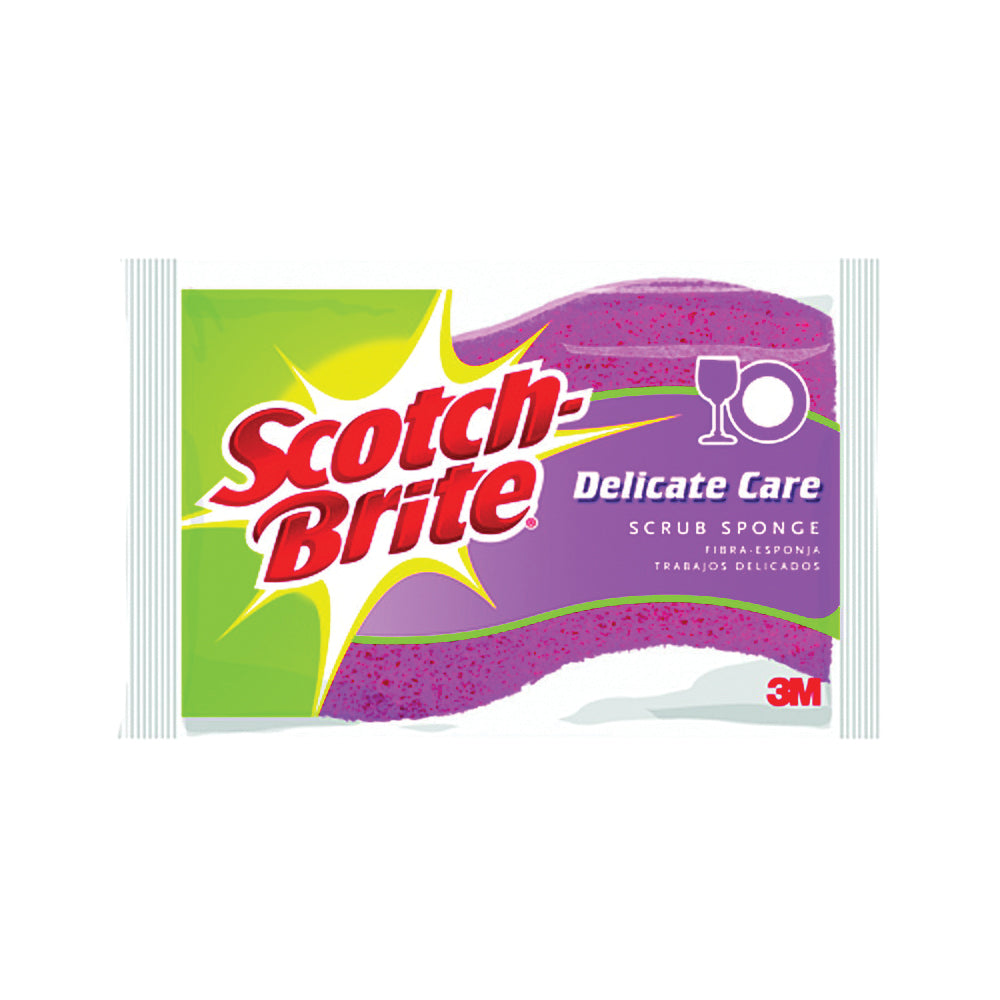 Scotch-Brite 435 Scrub Sponge, 4.4 in L, 2.6 in W, 0.8 in Thick, Synthetic Fabric, Pink