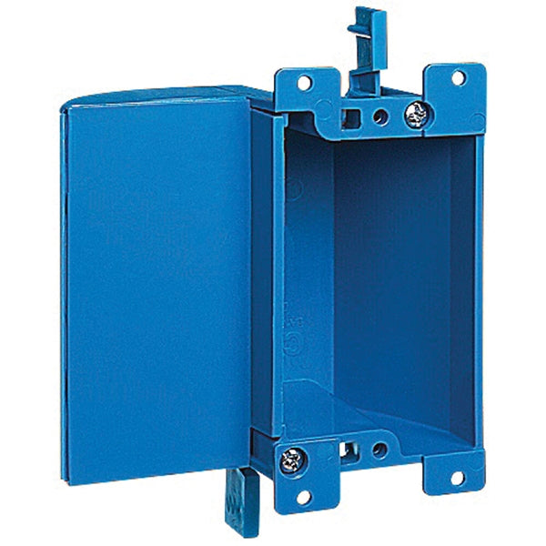 Carlon B117RSW Outlet Box, 1 -Gang, PVC, Blue, Clamp Mounting