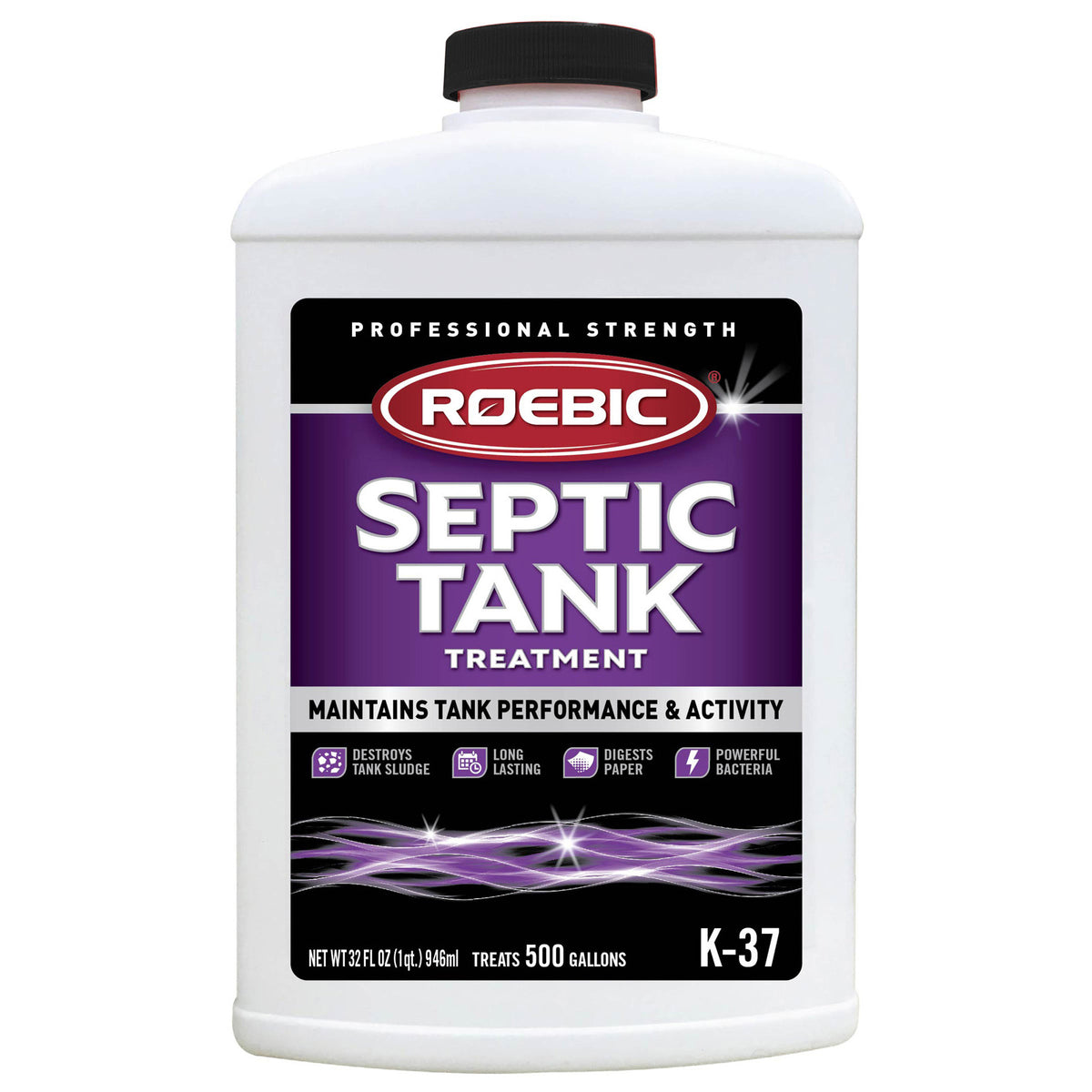 ROEBIC K-37 Septic System Treatment, Liquid, Straw, Earthy, Slightly Hazy, 1 qt Bottle