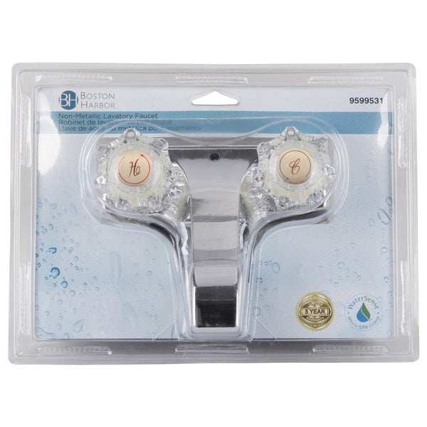 Boston Harbor PF4201A-P Lavatory Faucet, 1.5 gpm, 2-Faucet Handle, Chrome Plated, Round Handle