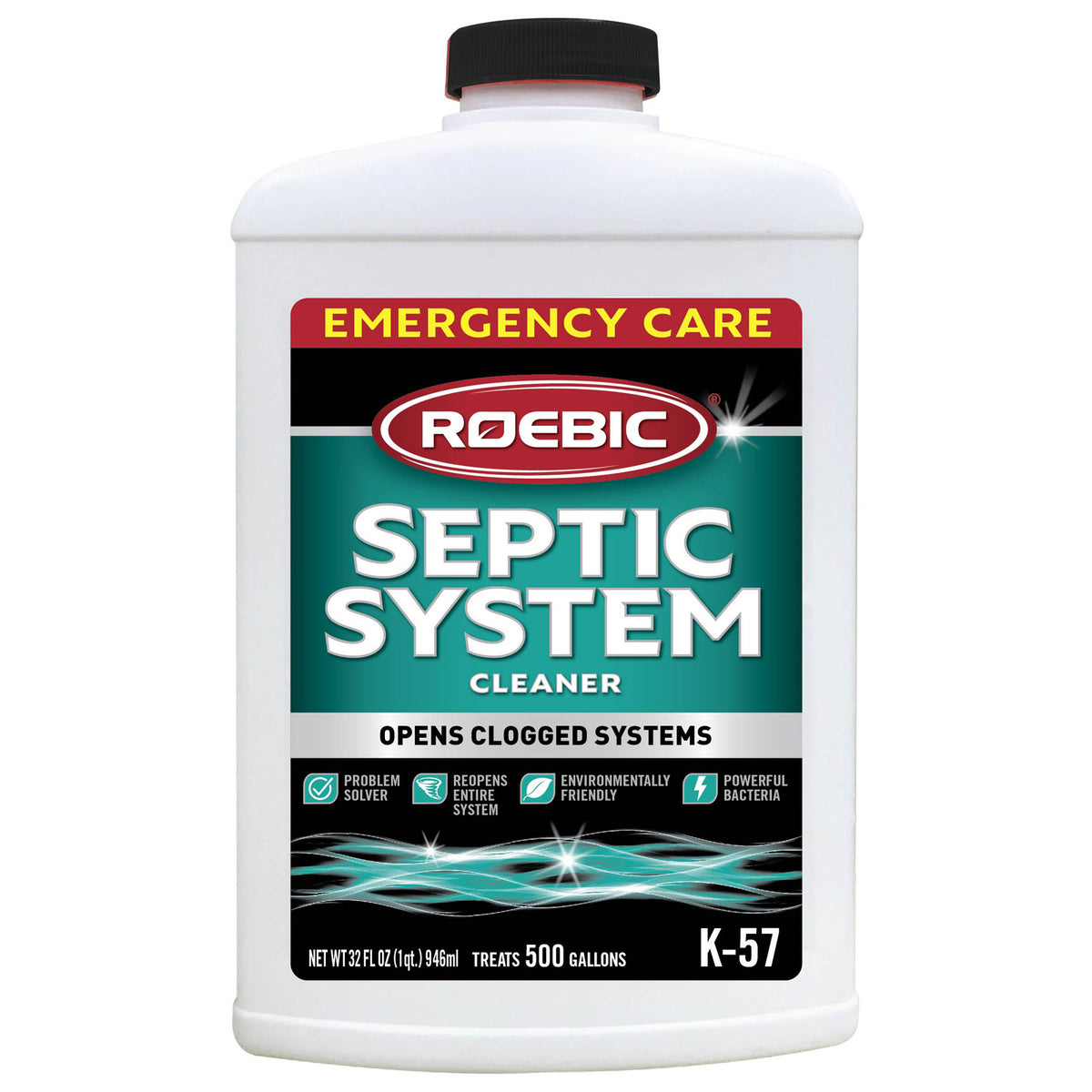 ROEBIC K-57 Septic System Cleaner, Liquid, Clear, 1 qt