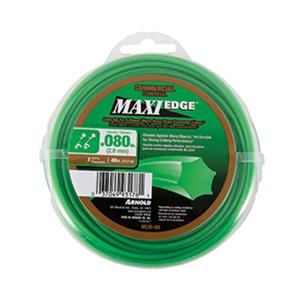 ARNOLD Maxi Edge WLM-80 Trimmer Line, 0.080 in Dia, 40 ft L, Polymer, Green