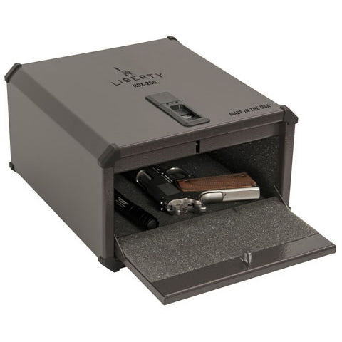 LIBERTY SAFE HOME DEFENDER Series HDX-250 Safe Handgun Vault, Steel, Gray, Textured, Biometric Lock, 1-Compartment