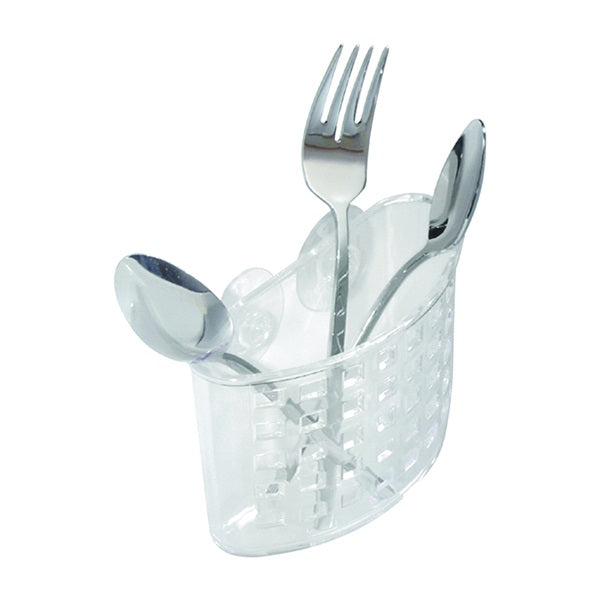 iDESIGN 38800 Suction Flatware Holder, 16.4 in L, 8.7 in H, Plastic, Clear