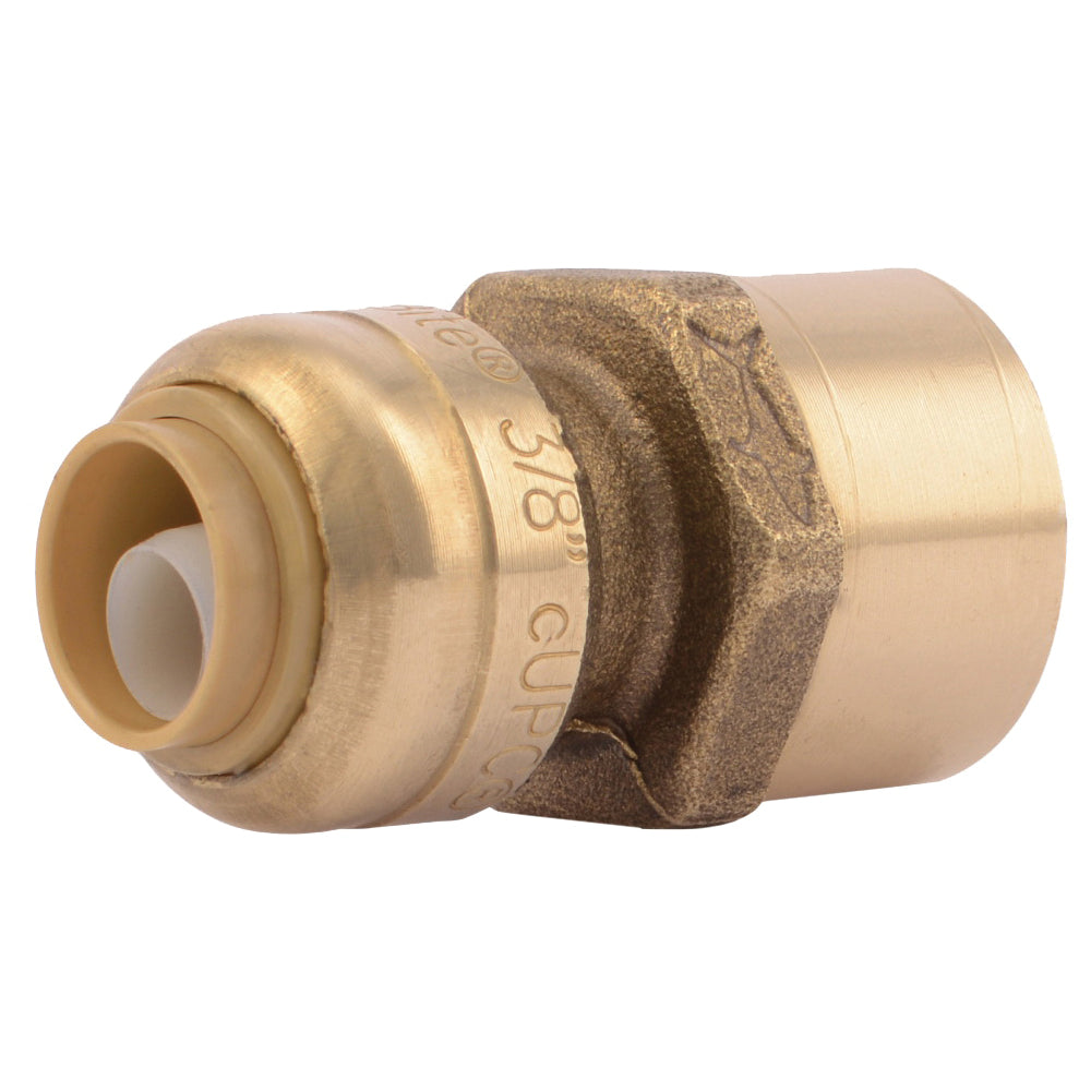 SharkBite U070LFA Pipe Connector, 3/8 x 1/2 in, FNPT, Brass, 200 psi Pressure